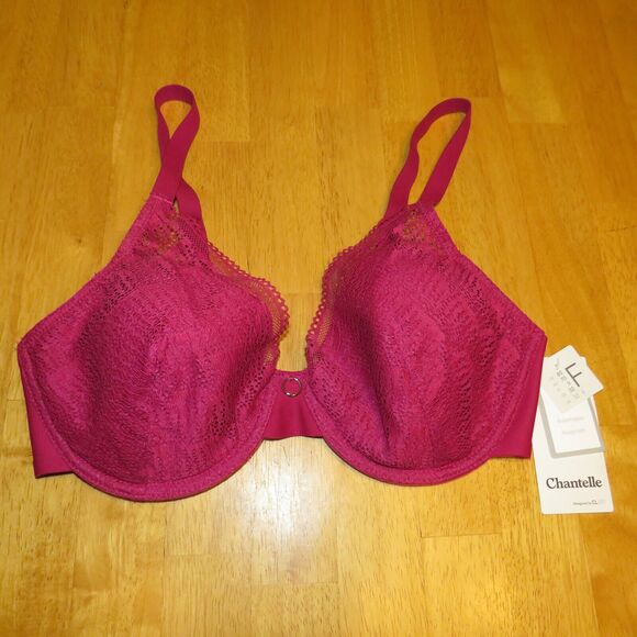 Chantelle Magenta Lace Front Underwire Plunge Bra Size 32DDD - Picture 8 of 10